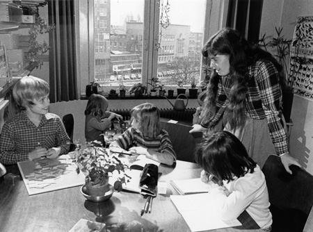 De klas in het oude Emma Kinderziekenhuis